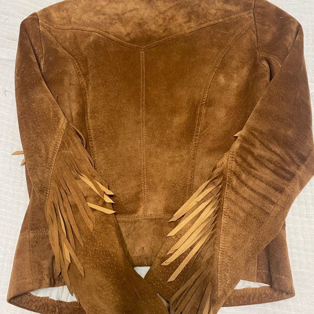 Zara Brown Suede Fringe Leather Jacket - Picture 2 of 8